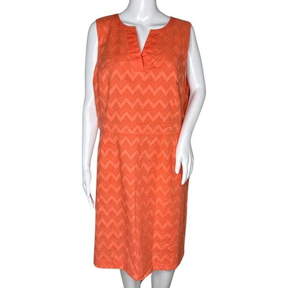 Tommy Hilfiger Dress Womens 18 Orange Sheath Dress Chevron Party Office‎ Preppy - Picture 1 of 8
